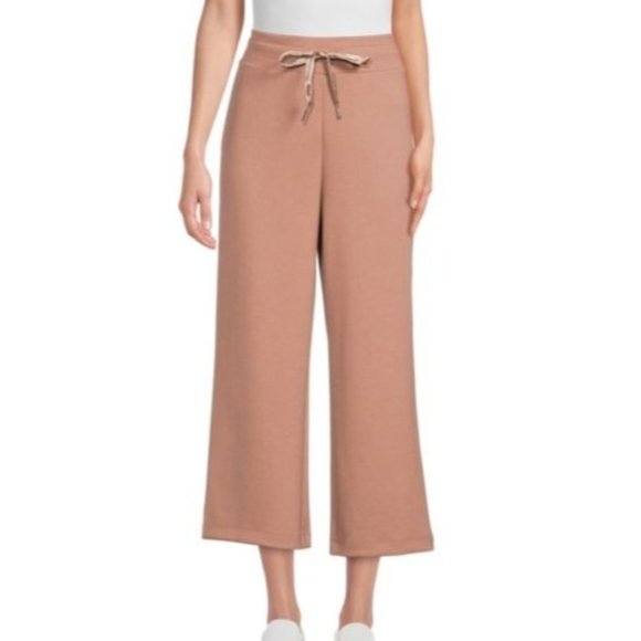 Calvin Klein Women's Drawstring Wide Leg Cropped Pants Cafe Ole Size M NWT - Picture 2 of 2